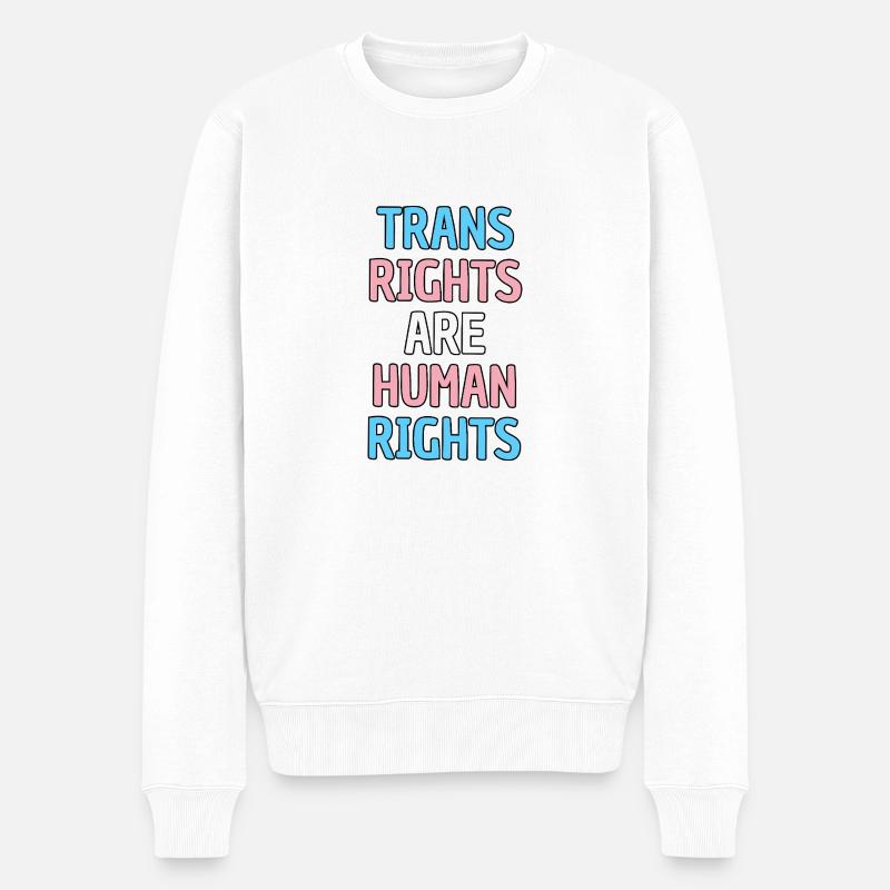 Trans-Rechte sind Menschenrechte - Männer Premium Bio Pullover - Weiß