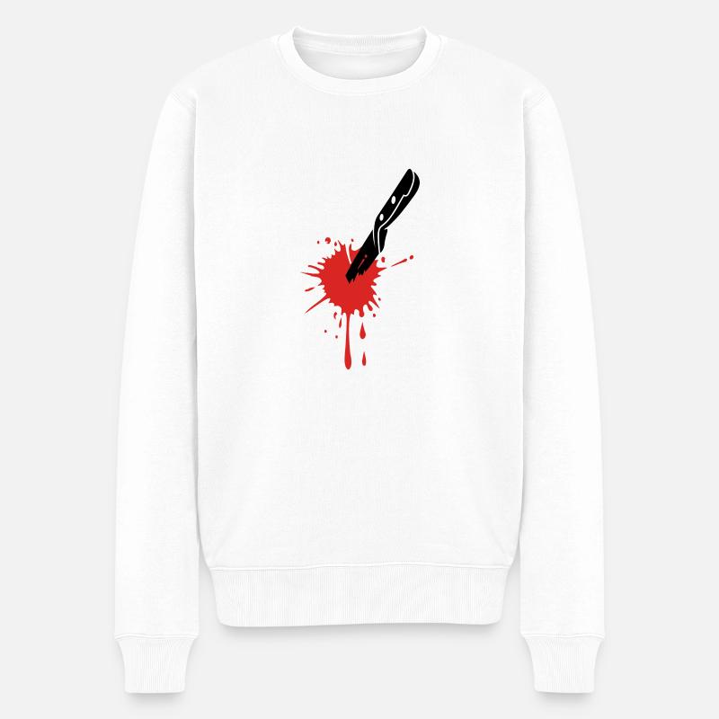 BLOOD MESSER - Männer Premium Bio Pullover - Weiß