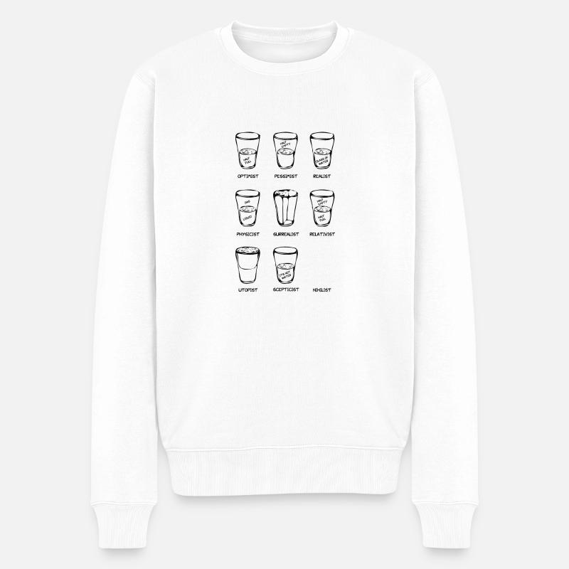 Point of View - Das Glas ist ... Variante schwarz - Männer Premium Bio Pullover - Weiß