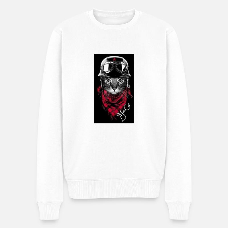 Katzensammlung - Männer Premium Bio Pullover - Weiß