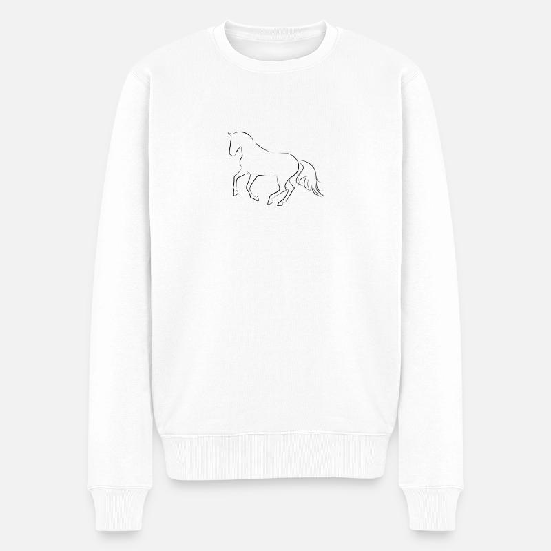Pferd - Männer Premium Bio Pullover - Weiß
