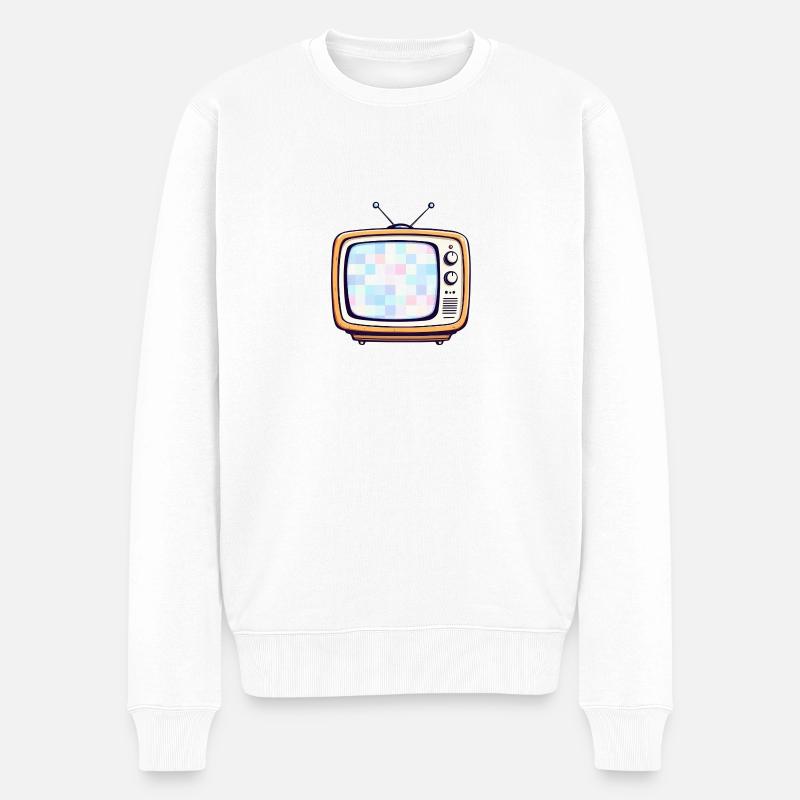 Retro TV - Männer Premium Bio Pullover - Weiß