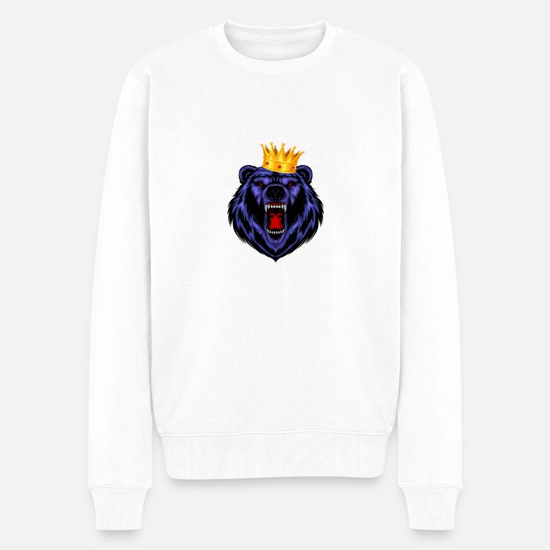 Bär - Männer Premium Bio Pullover - Weiß