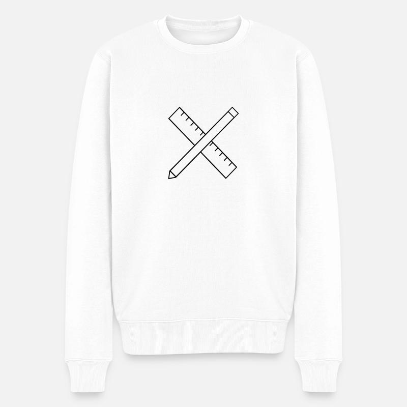 Lineal und Bleistift - Männer Premium Bio Pullover - Weiß