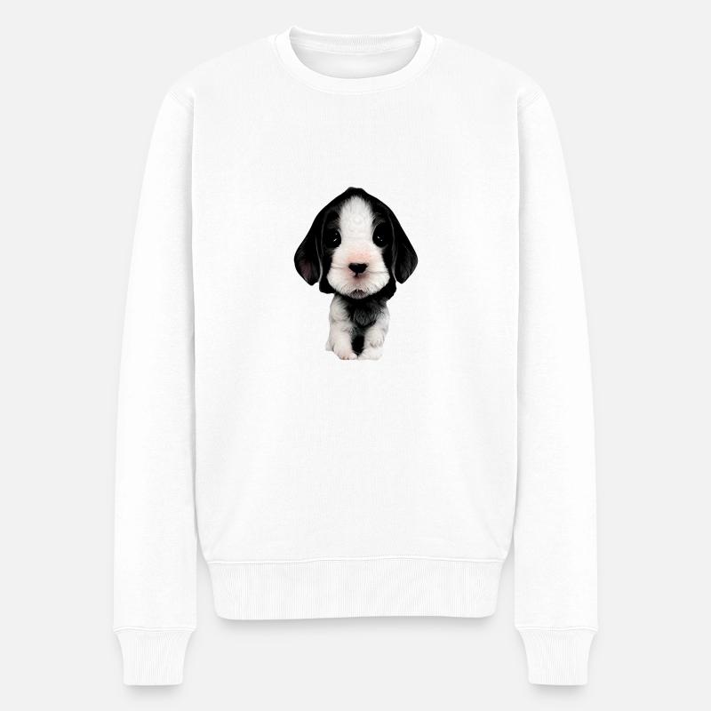 Welpen Gesicht - Männer Premium Bio Pullover - Weiß