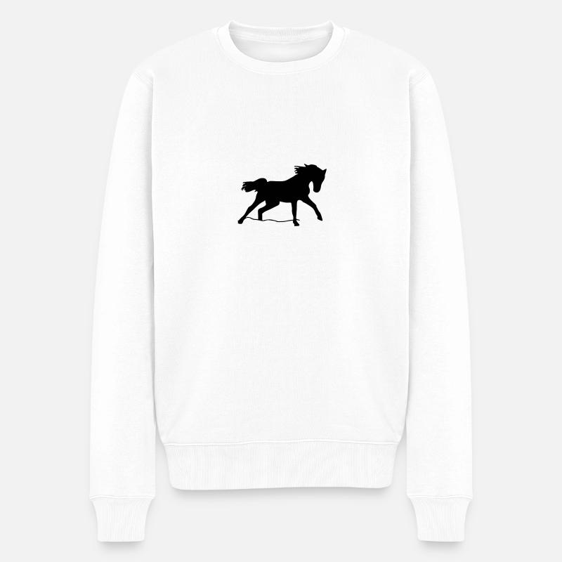 Pferd - Männer Premium Bio Pullover - Weiß