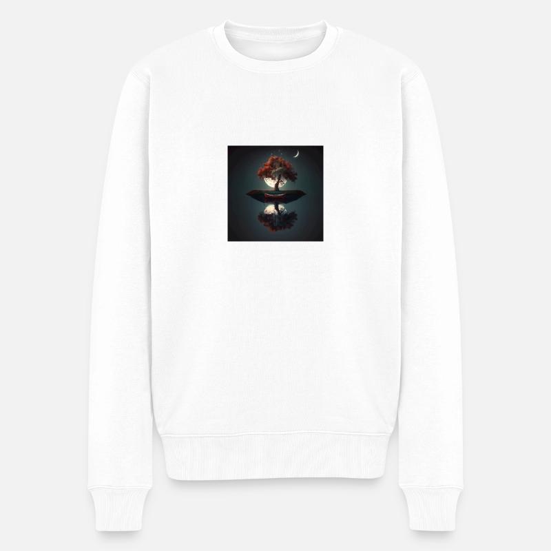 Verträumte Insel bei Nacht - Männer Premium Bio Pullover - Weiß