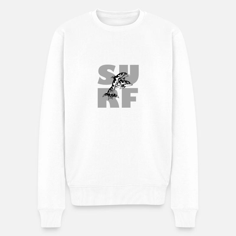 SURF Delfine - Männer Premium Bio Pullover - Weiß