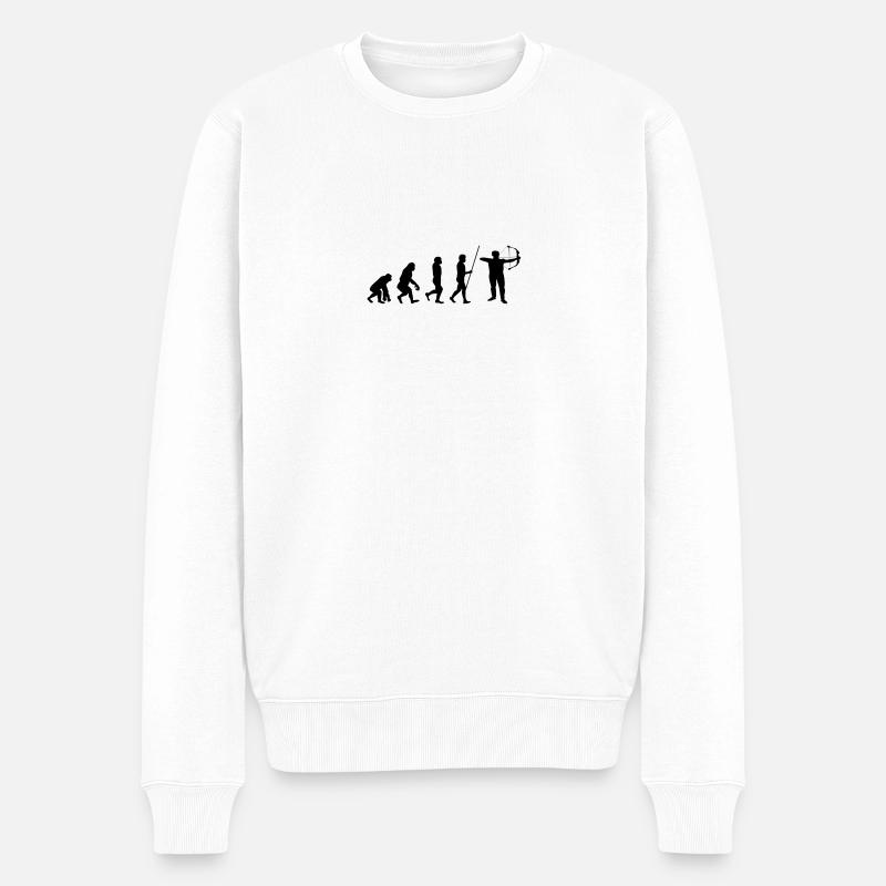 Bogenschießen Evolution - Männer Premium Bio Pullover - Weiß