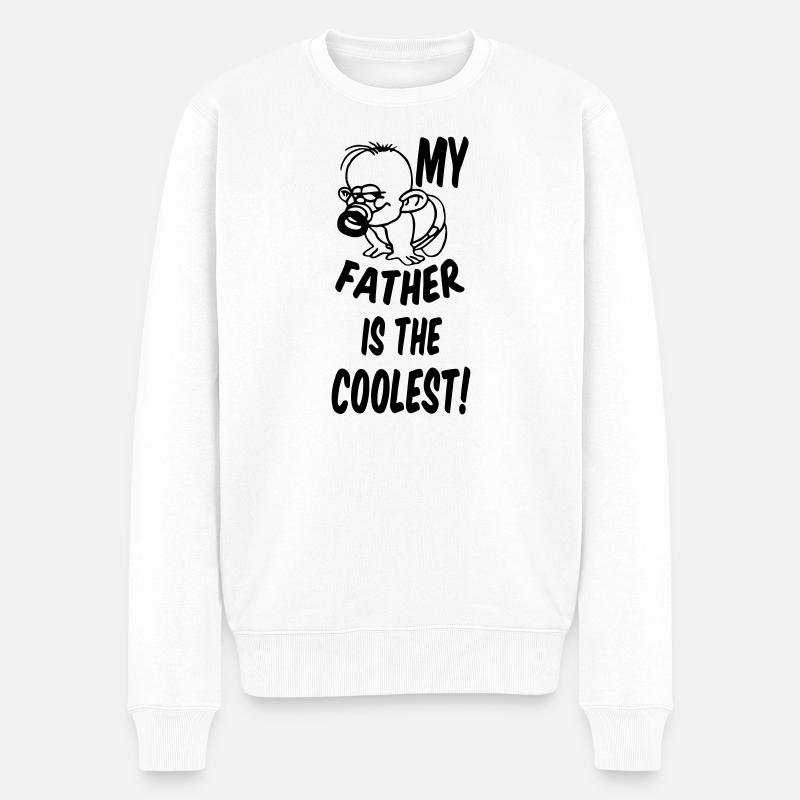 Coolest Father Vater, Vatertag, Geschenk - Männer Premium Bio Pullover - Weiß