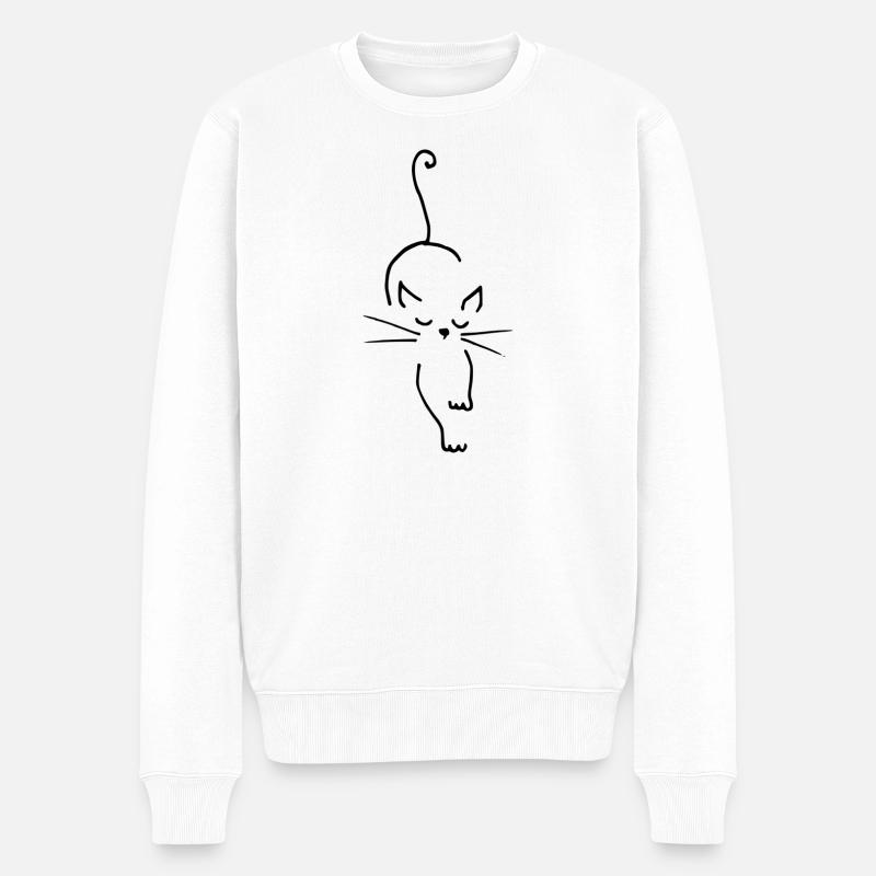 katze - Männer Premium Bio Pullover - Weiß