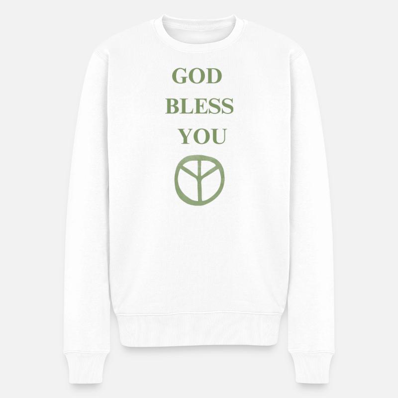 GOD BLESS YOU - Männer Premium Bio Pullover - Weiß