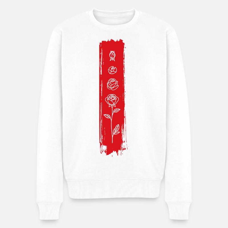 Vertikale Rosen-Pinselkunst - Männer Premium Bio Pullover - Weiß