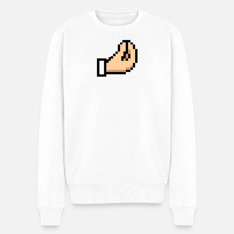 Pixel Hand Cursor Design Italia - Männer Premium Bio Pullover - Weiß