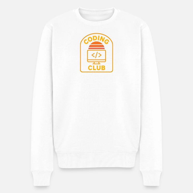 Coding Club Retro Sonnenaufgang Design - Männer Premium Bio Pullover - Weiß