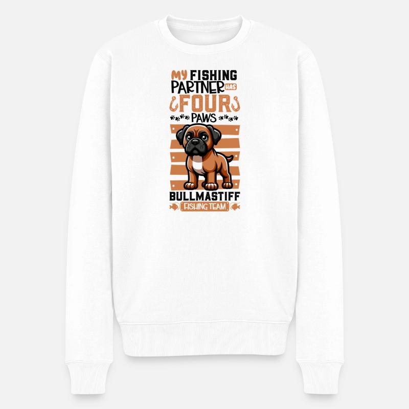 Angeln und Bullmastiff - Männer Premium Bio Pullover - Weiß