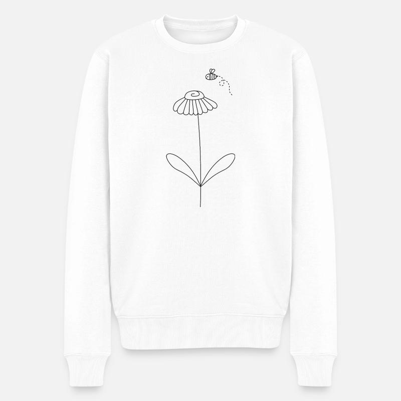 Bienen- und Blumenkunstmuster - Männer Premium Bio Pullover - Weiß