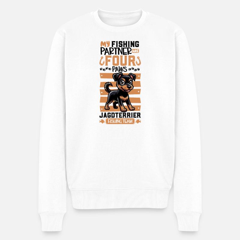 Angeln und Deutscher Jagdterrier - Männer Premium Bio Pullover - Weiß
