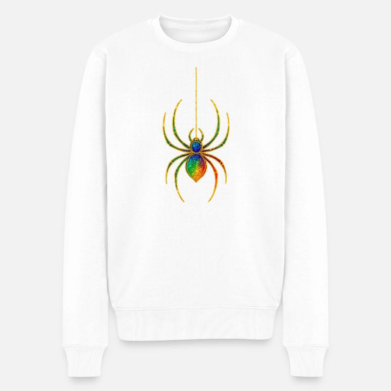 Araignée scintillante arc-en-ciel - Pull Premium bio Homme - blanc