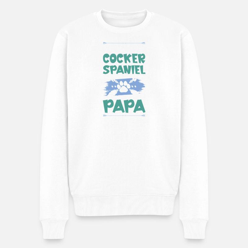 Cocker Spaniel chiens papa - Pull Premium bio Homme - blanc