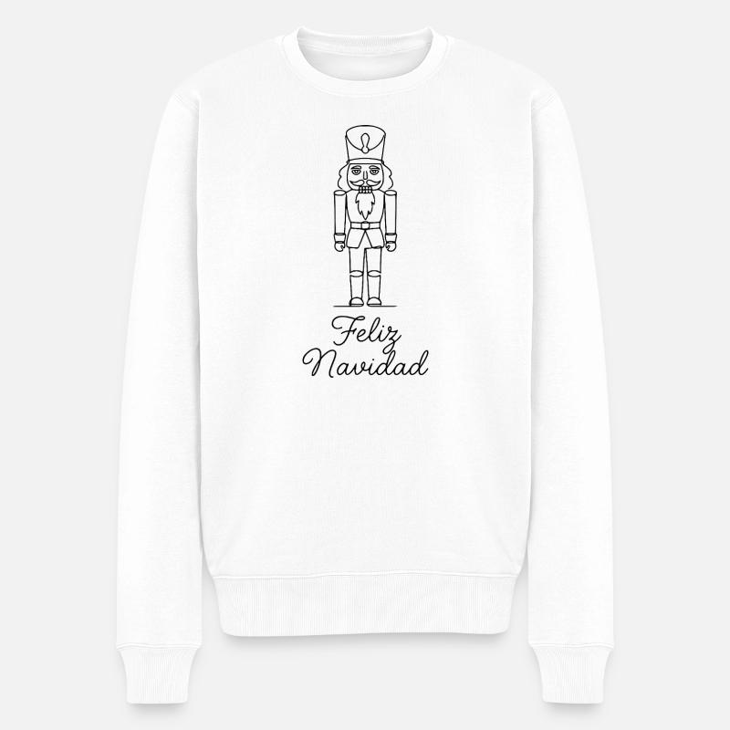 Feliz Navidad Nussknacker Weihnachten - Männer Premium Bio Pullover - Weiß