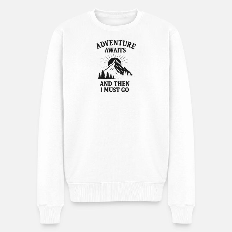Abenteuer ruft: Dann weiterziehen - Männer Premium Bio Pullover - Weiß