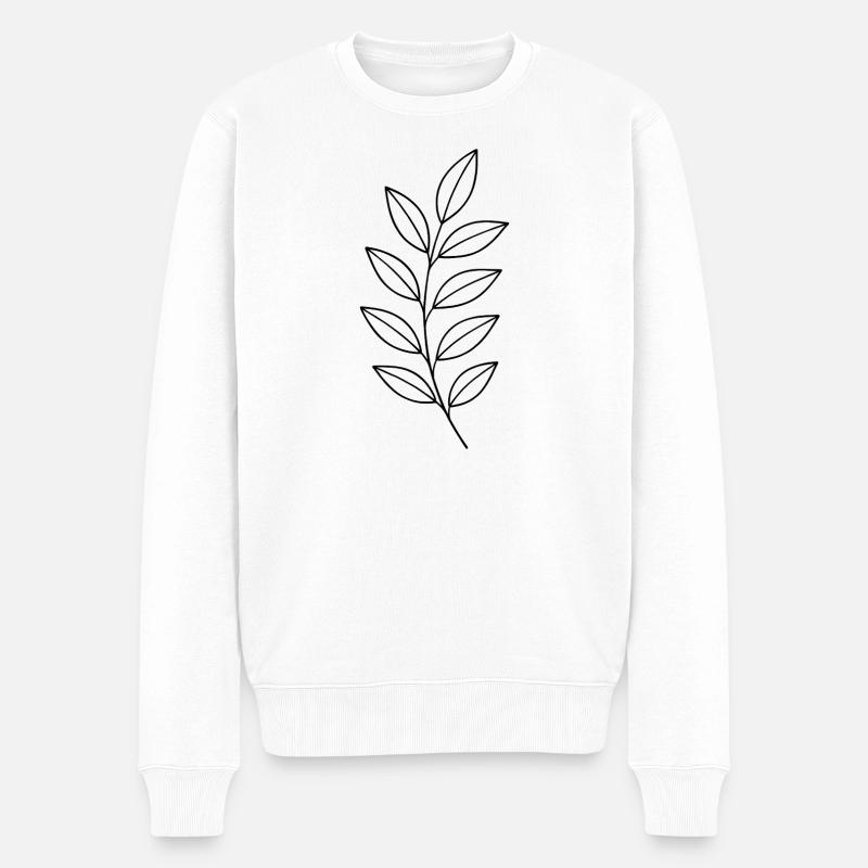 Botanischer Linienzweig - Männer Premium Bio Pullover - Weiß