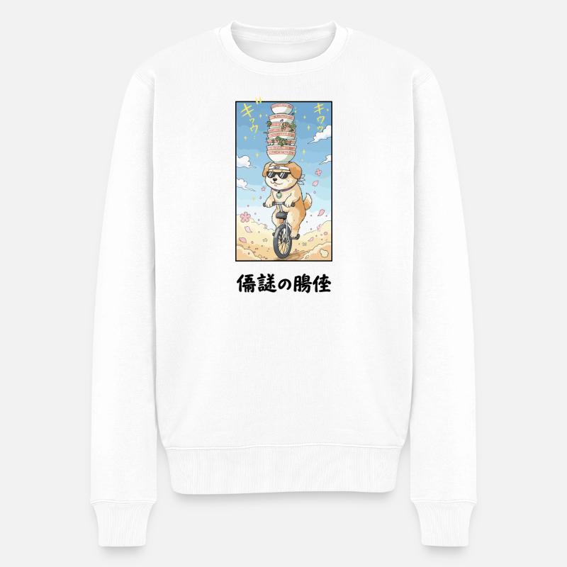 Noodle Stack Pup sur monocycle - Pull Premium bio Homme - blanc