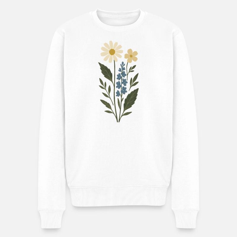 Daisy Lavendel Blumencollage - Männer Premium Bio Pullover - Weiß