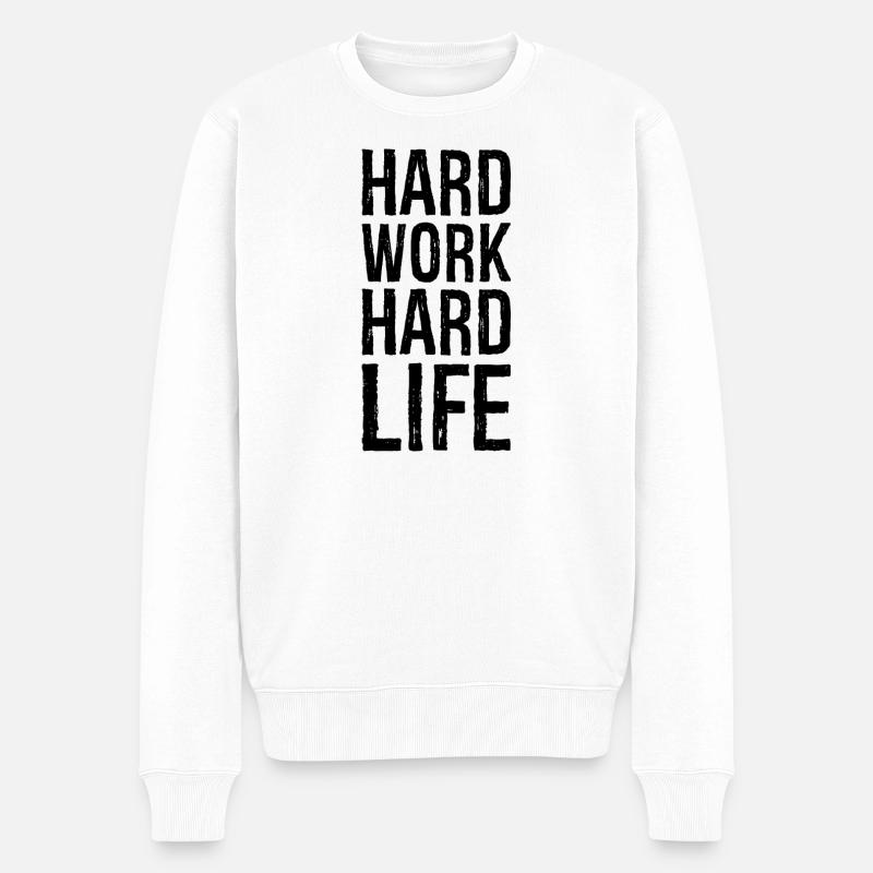 harte Arbeit hartes Leben - Männer Premium Bio Pullover - Weiß