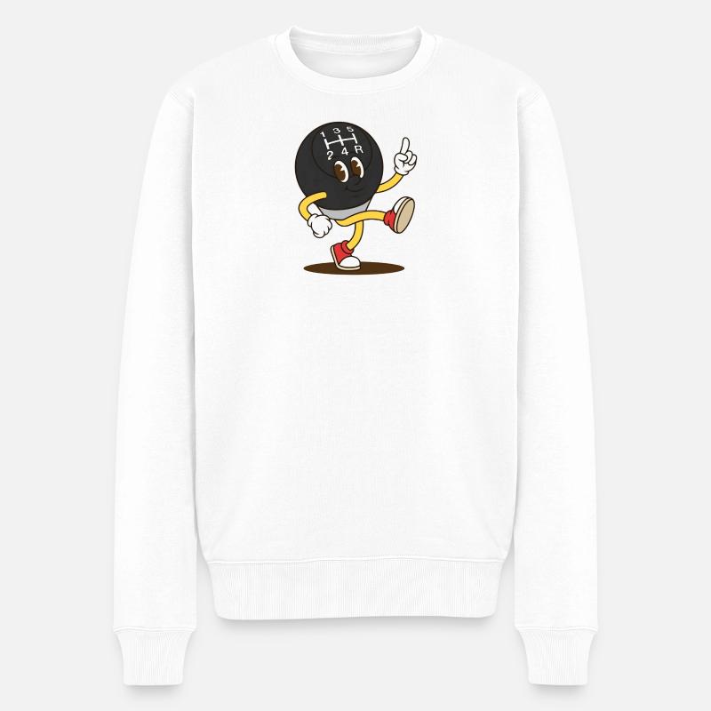 Schaltknopf Held tanzt - Männer Premium Bio Pullover - Weiß