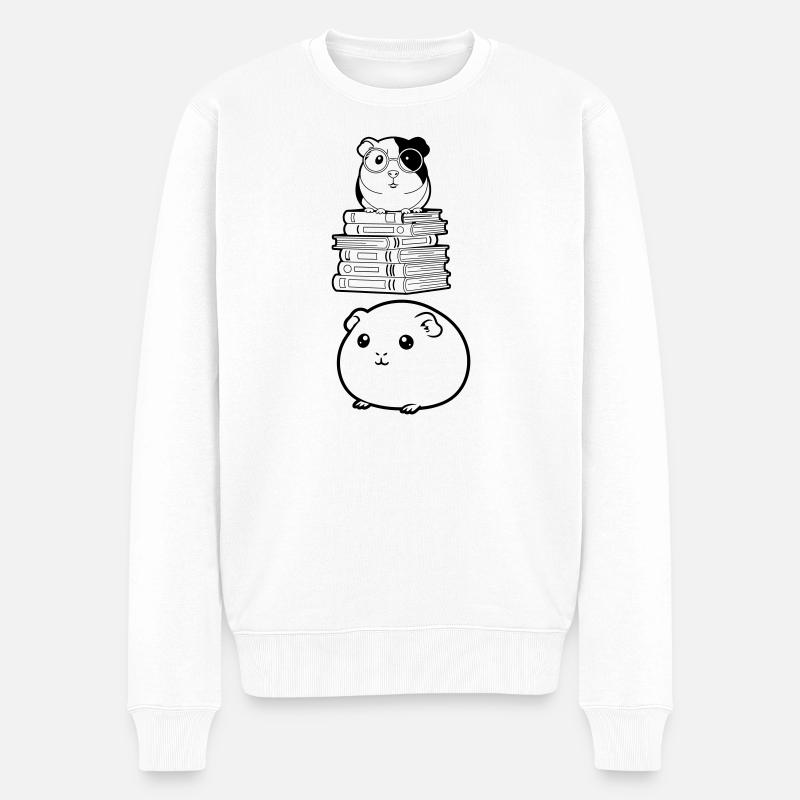 Nerd des livres cochons d’Inde, - Pull Premium bio Homme - blanc