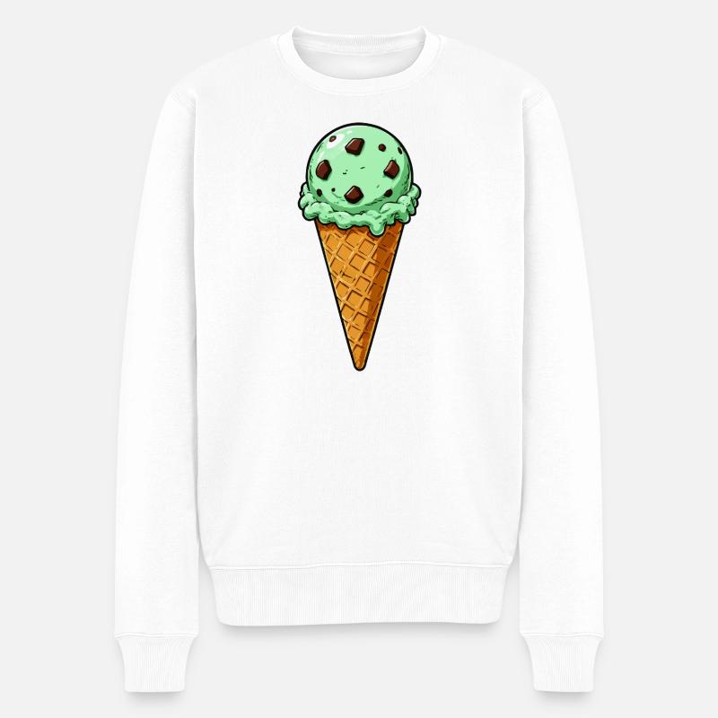 Culasse de glace menthe chocolat - Pull Premium bio Homme - blanc
