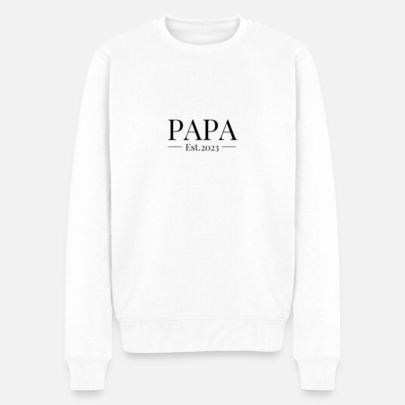 Papa Dad Est 2023 - Männer Premium Bio Pullover - Weiß