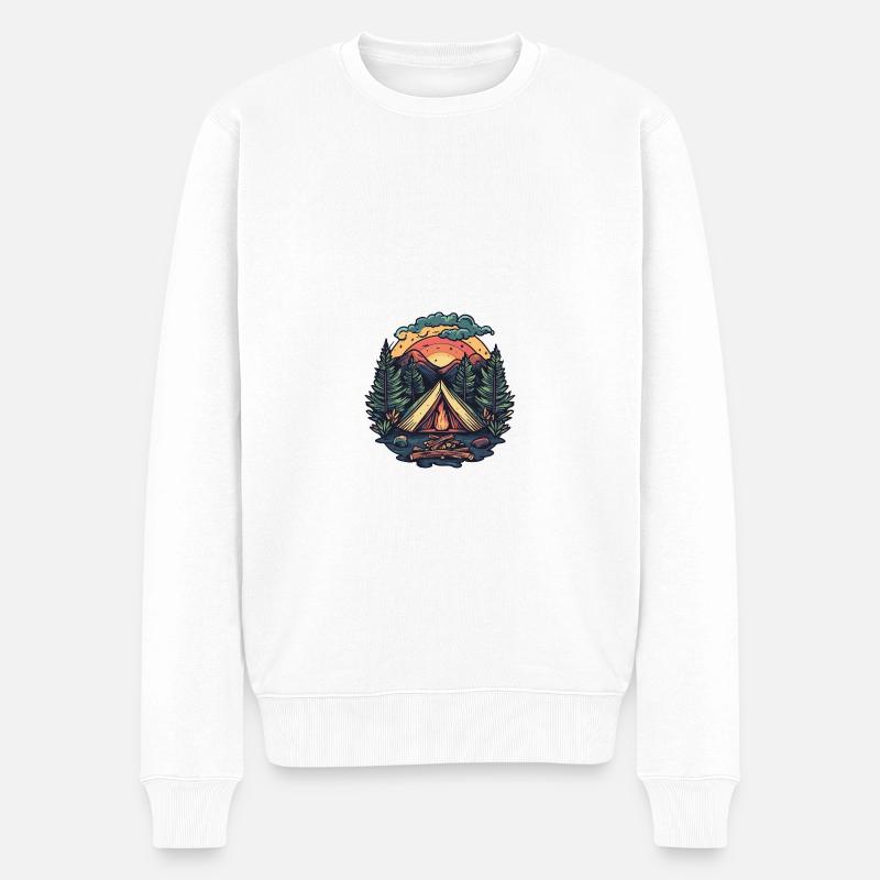 Camping Wald Zelt - Männer Premium Bio Pullover - Weiß