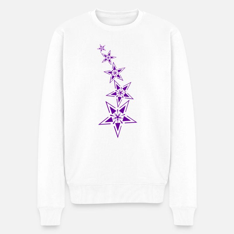 Stern lila - Männer Premium Bio Pullover - Weiß