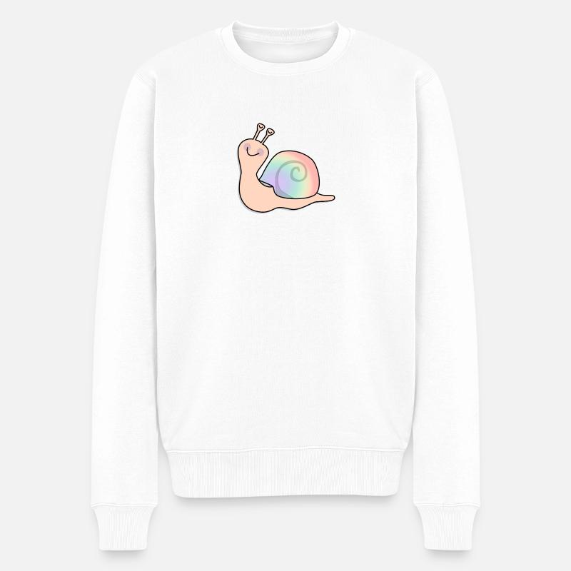 Regenbogen Schnecke - Männer Premium Bio Pullover - Weiß