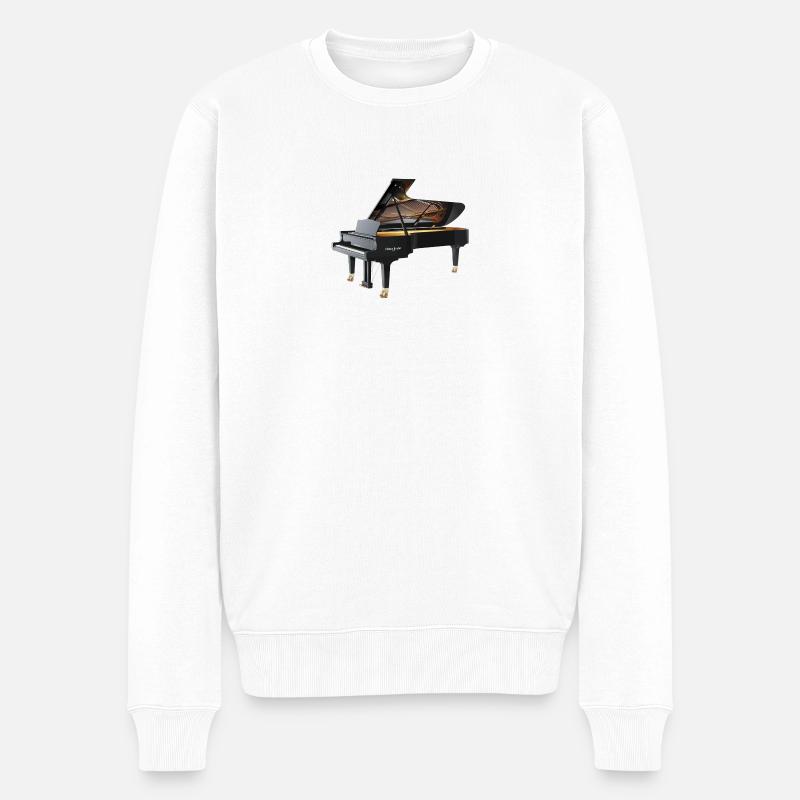Piano - Männer Premium Bio Pullover - Weiß