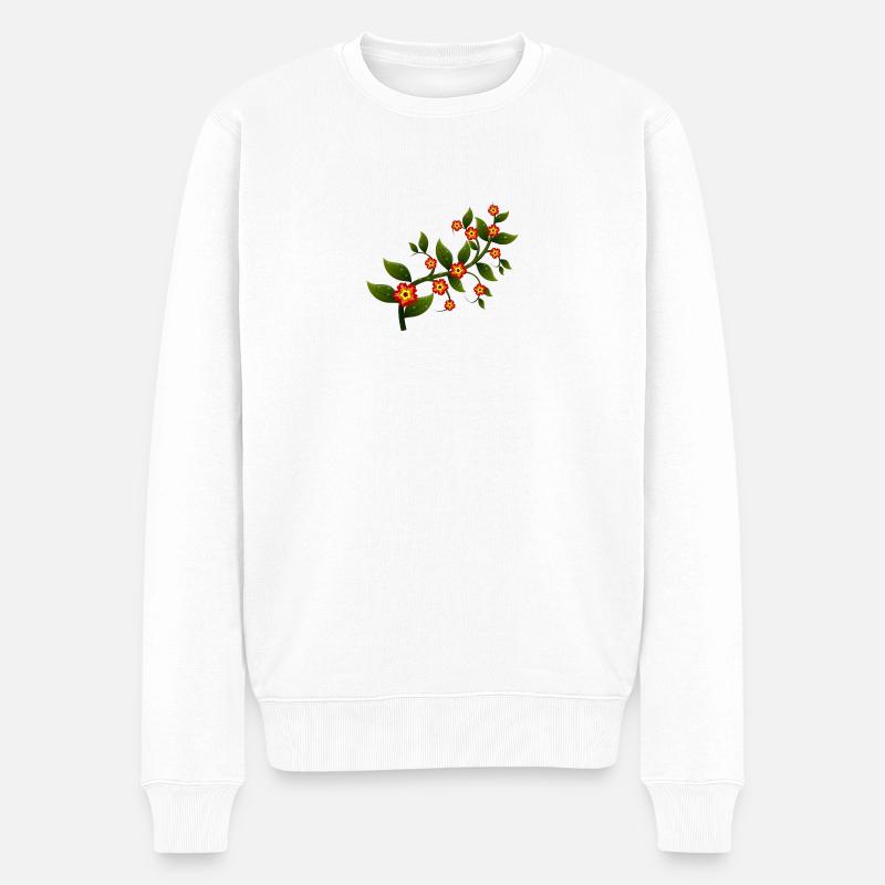 Blumen - Männer Premium Bio Pullover - Weiß
