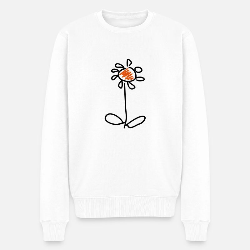 fleur / flower (2c) - Pull Premium bio Homme - blanc