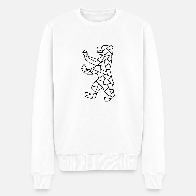 Berliner Bär Origami - Männer Premium Bio Pullover - Weiß