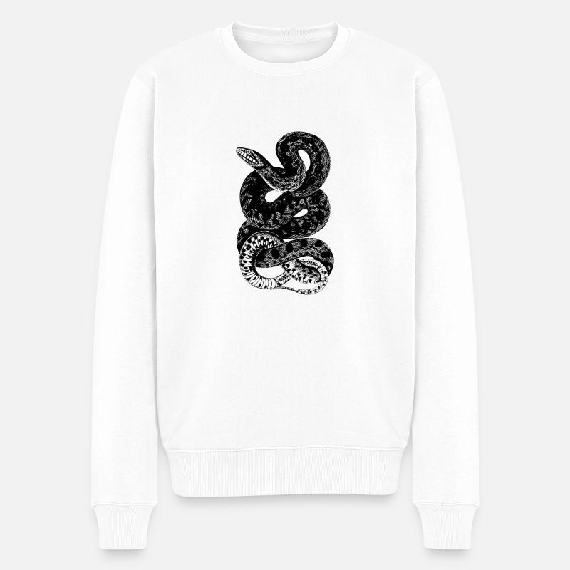 Snake Illustration Terrarium Reptilien - Männer Premium Bio Pullover - Weiß