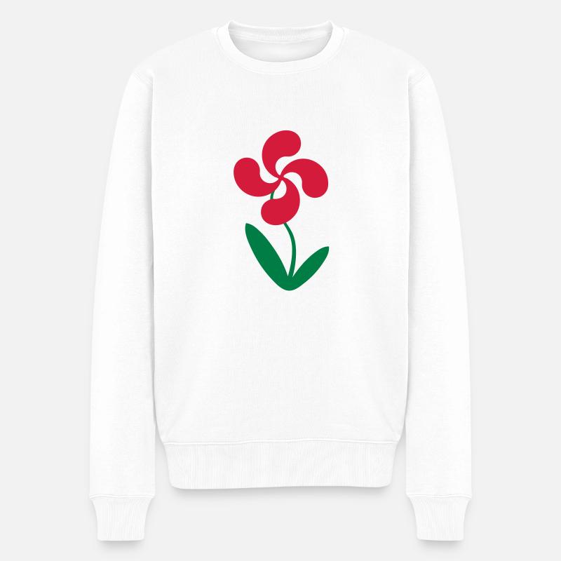 basque_flower - Männer Premium Bio Pullover - Weiß