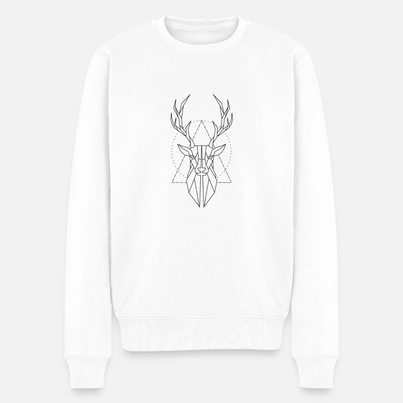 Hirsch - Männer Premium Bio Pullover - Weiß