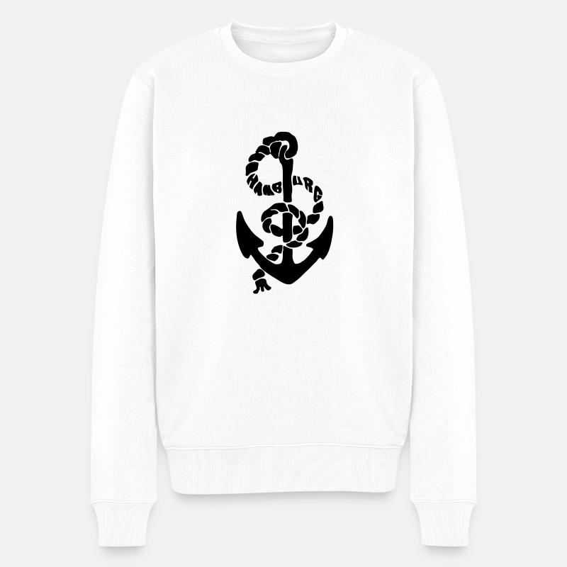 Hamburg Anker - Männer Premium Bio Pullover - Weiß