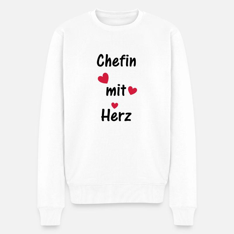 Chefin mit Herz - Männer Premium Bio Pullover - Weiß