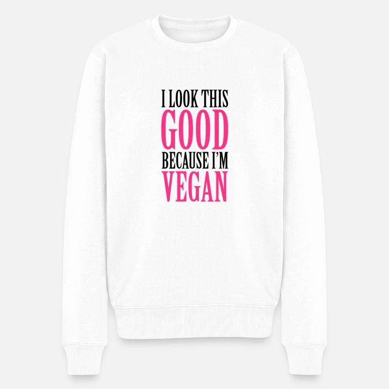 Vegan - Männer Premium Bio Pullover - Weiß