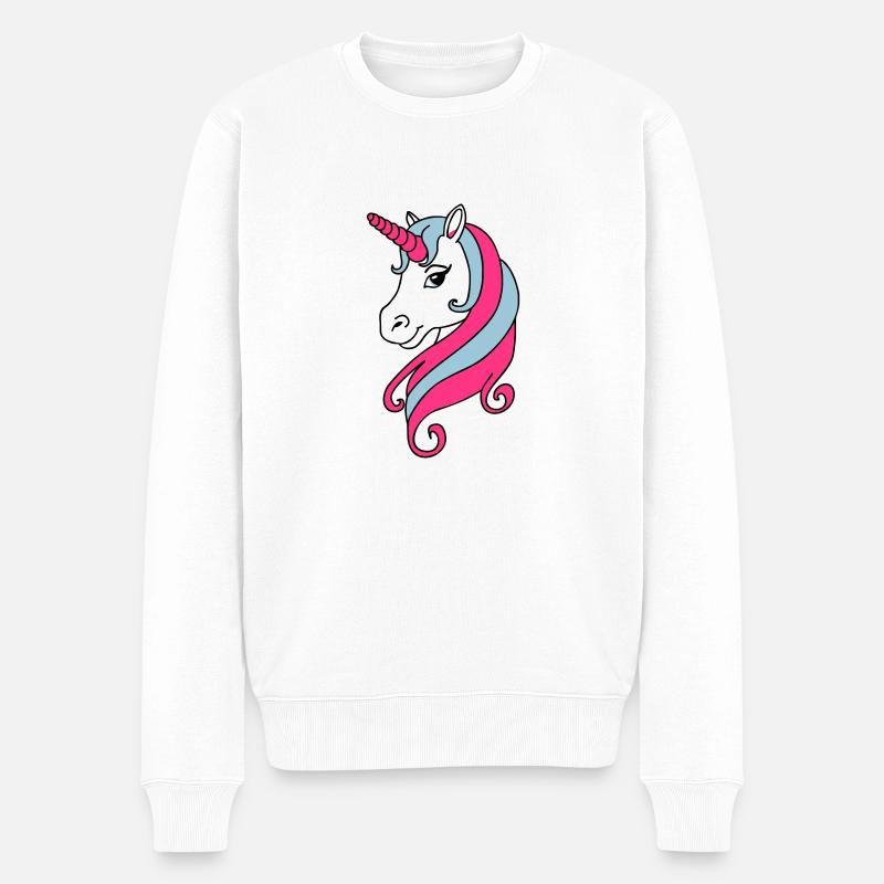Einhorn - Unicorn - Männer Premium Bio Pullover - Weiß
