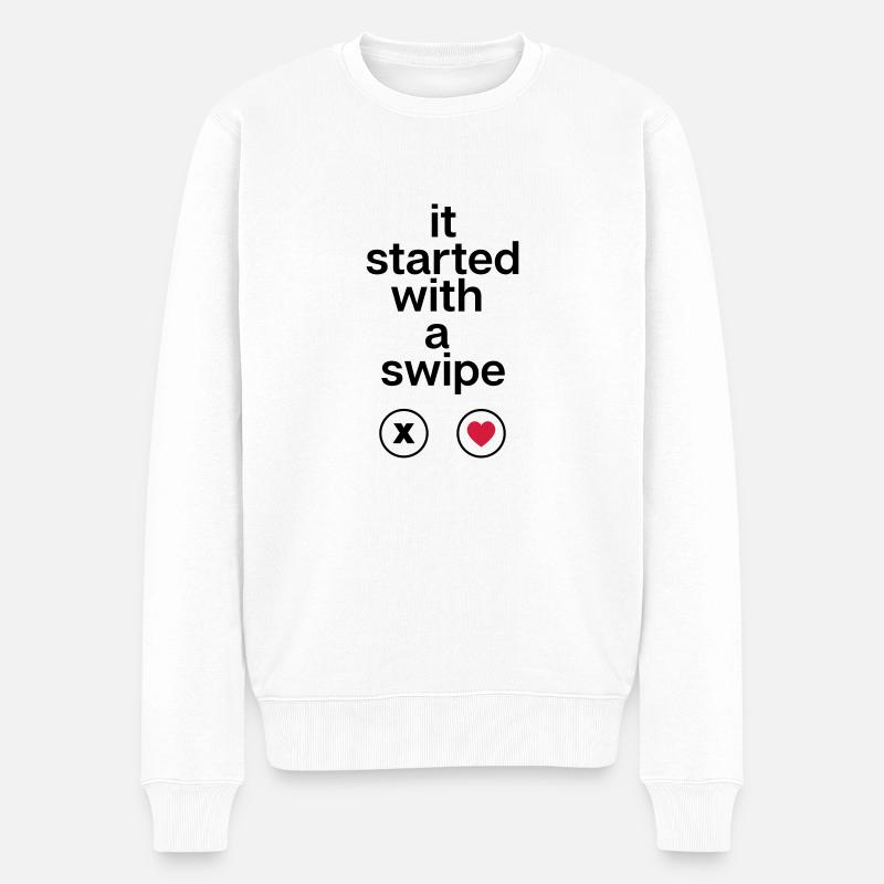 it started with a swipe - Männer Premium Bio Pullover - Weiß