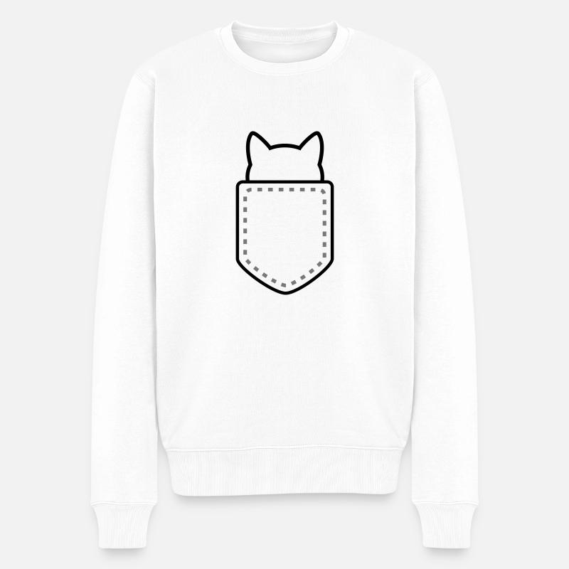 Katze in Tasche - Männer Premium Bio Pullover - Weiß